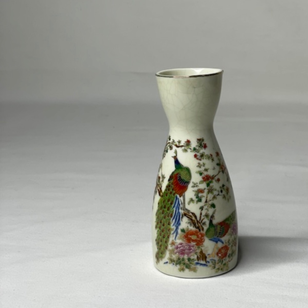 Artmark Vintage Oriental Sake Pitcher - Made in Japan -Peacock Floral Porcelain